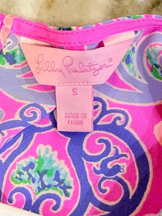 Women’s LILLY PULITZER Iona shell multi behind the gates engineer silk top. Sz S - Picture 5 of 7